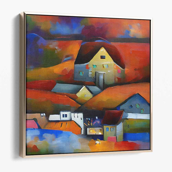 Vibrant Rural Landscape: Semi-Abstract Expressionist Canvas Art Print