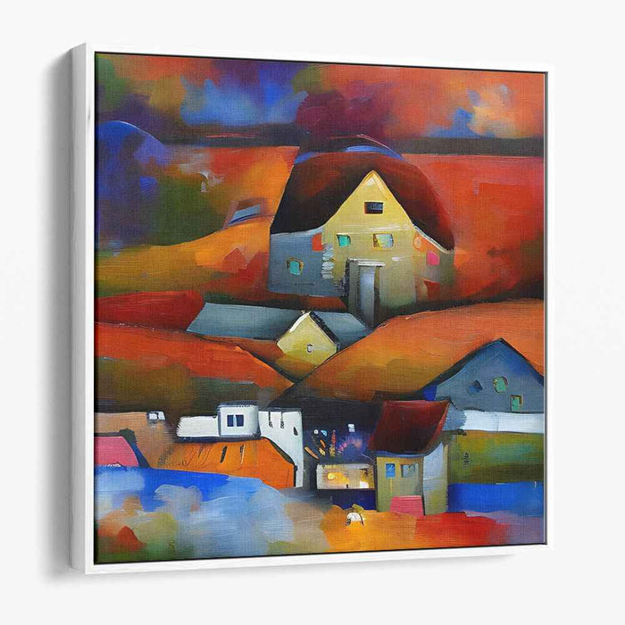 Vibrant Rural Landscape: Semi-Abstract Expressionist Canvas Art Print