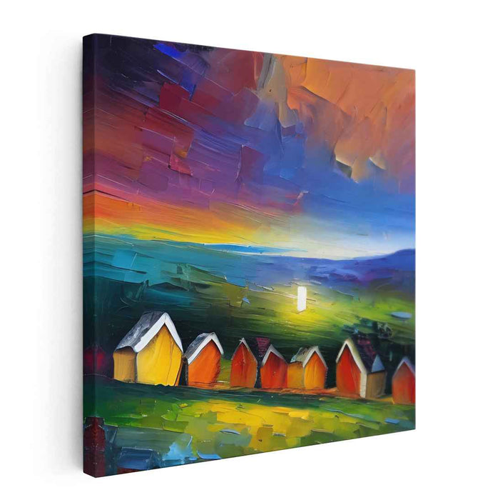 Chromatic Tide Whispers: A Vibrant Palette Knife Coastal Scene