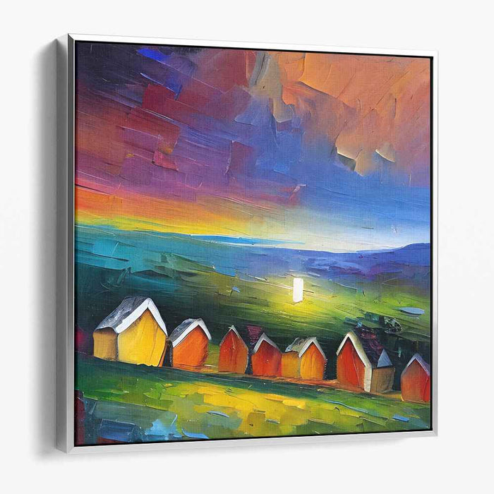 Chromatic Tide Whispers: A Vibrant Palette Knife Coastal Scene