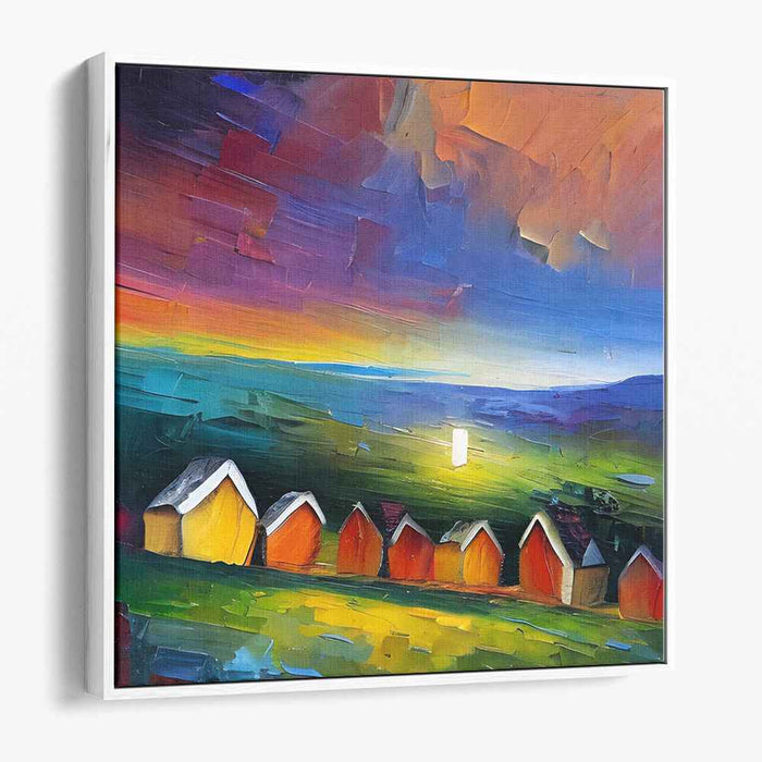 Chromatic Tide Whispers: A Vibrant Palette Knife Coastal Scene