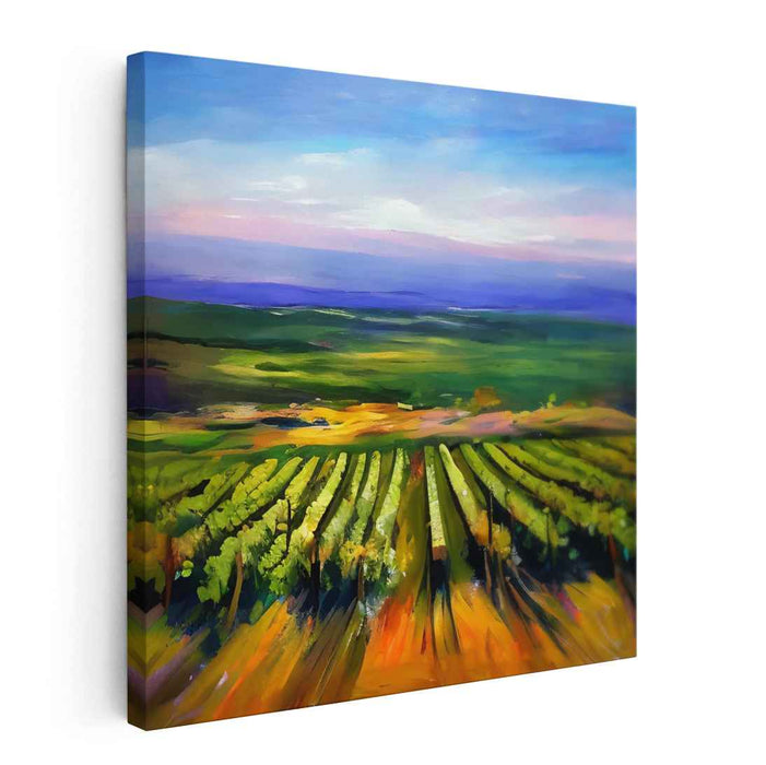 Tranquil Vineyard: Serene Countryside Landscape Canvas Art Print