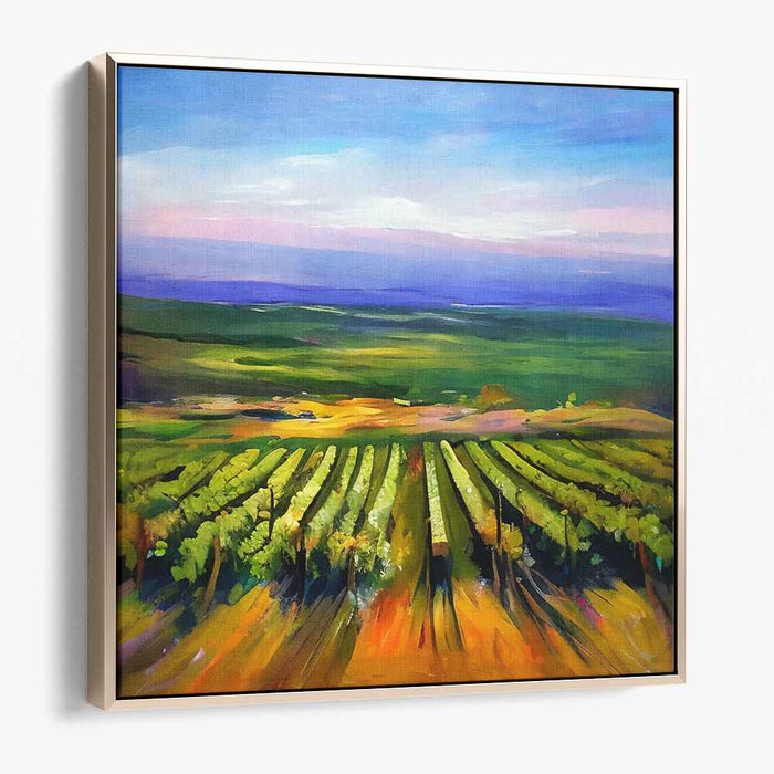Tranquil Vineyard: Serene Countryside Landscape Canvas Art Print