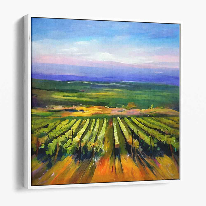 Tranquil Vineyard: Serene Countryside Landscape Canvas Art Print