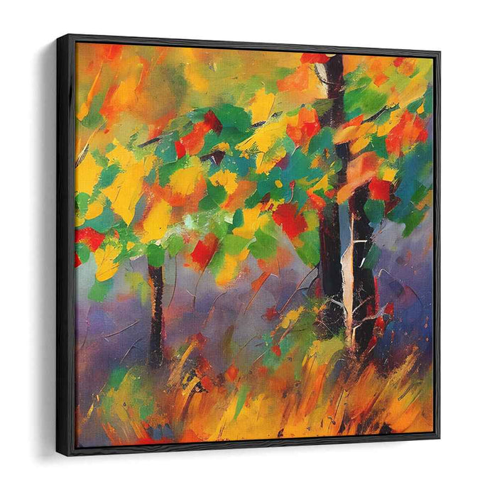 Hues Dance Amidst Trees: Vibrant Impressionist Forest Scene Canvas Art Print
