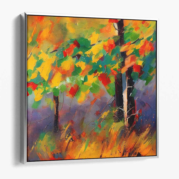 Hues Dance Amidst Trees: Vibrant Impressionist Forest Scene Canvas Art Print