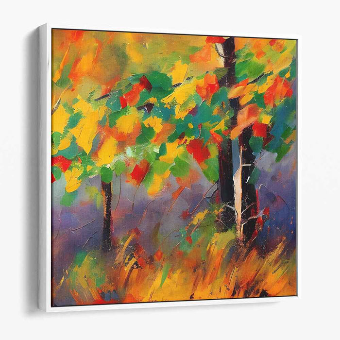 Hues Dance Amidst Trees: Vibrant Impressionist Forest Scene Canvas Art Print