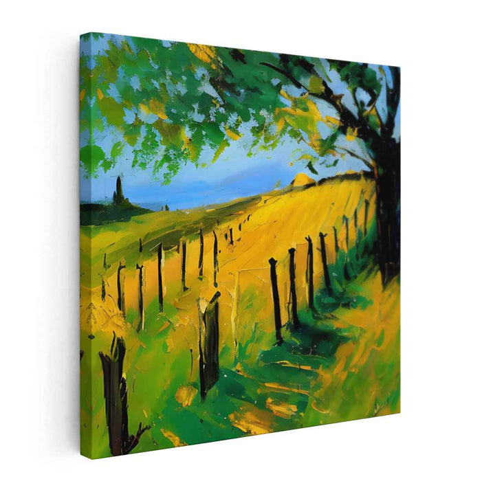 Fields Aflame: Vibrant Golden Field Landscape Canvas Art