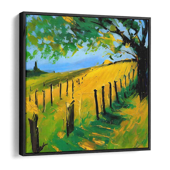 Fields Aflame: Vibrant Golden Field Landscape Canvas Art