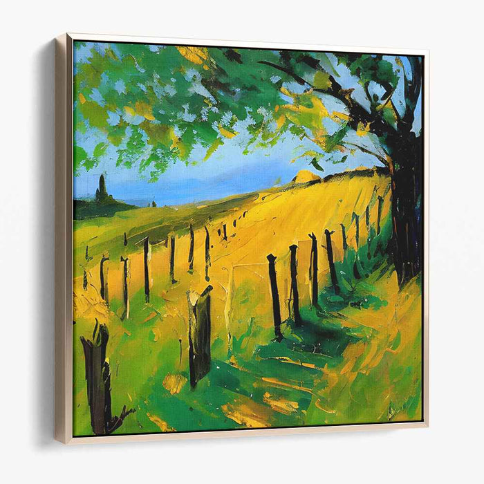 Fields Aflame: Vibrant Golden Field Landscape Canvas Art