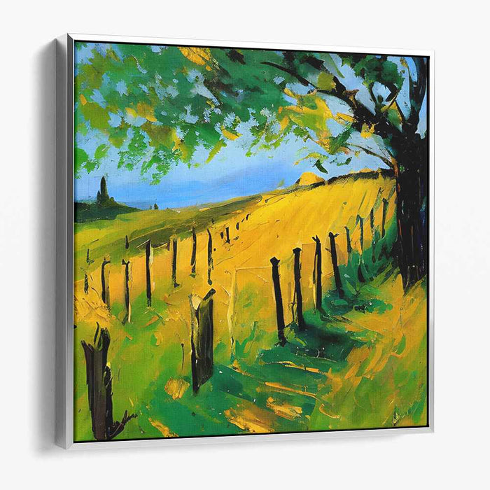 Fields Aflame: Vibrant Golden Field Landscape Canvas Art