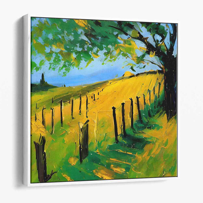 Fields Aflame: Vibrant Golden Field Landscape Canvas Art