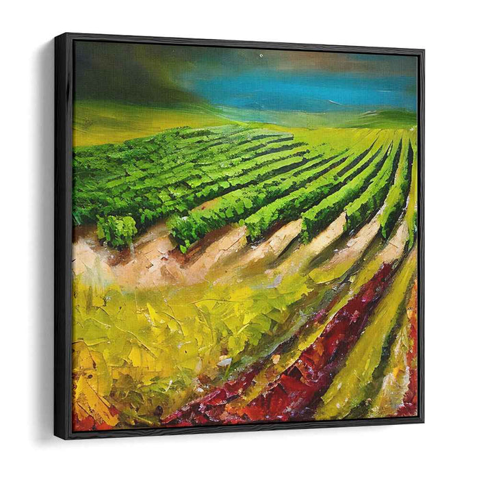Vineyard Tapestry: Lush Textured Vineyard Landscape Canvas Art
