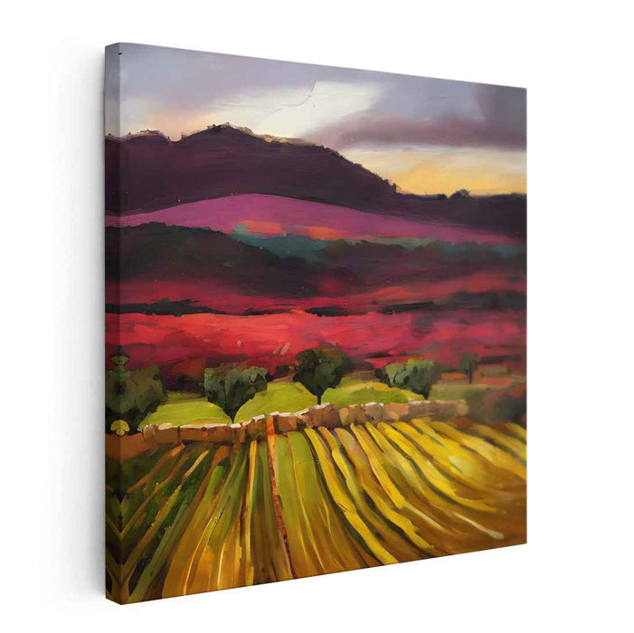 Meadow's Symphony: Vibrant Countryside Landscape Canvas Art Print