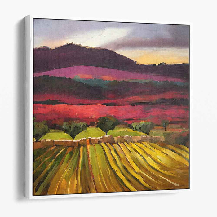 Meadow's Symphony: Vibrant Countryside Landscape Canvas Art Print