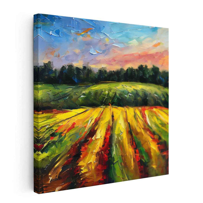 Rolling Hills Symphony: Vibrant Countryside Landscape Canvas Art Print