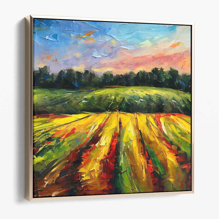 Rolling Hills Symphony: Vibrant Countryside Landscape Canvas Art Print