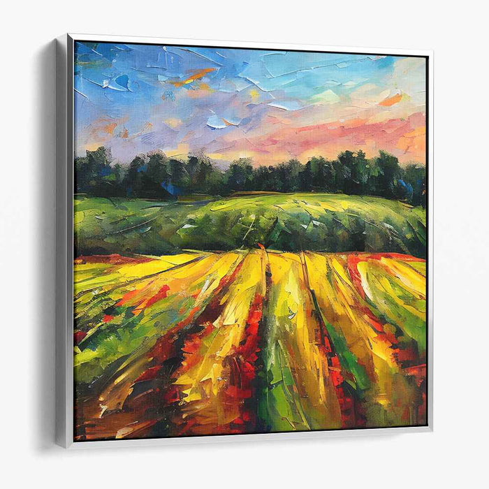Rolling Hills Symphony: Vibrant Countryside Landscape Canvas Art Print