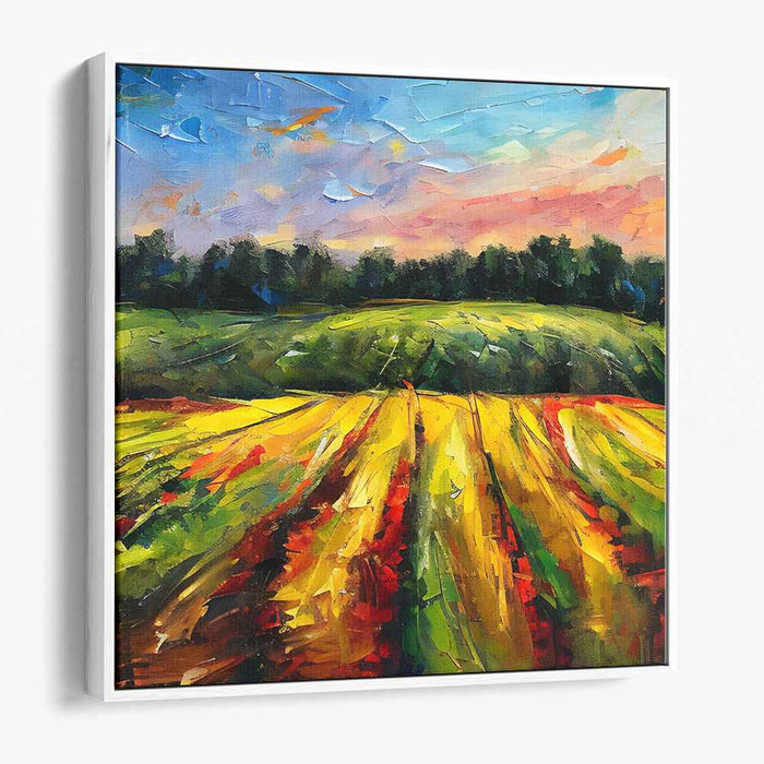 Rolling Hills Symphony: Vibrant Countryside Landscape Canvas Art Print