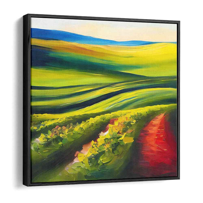 Emerald Vistas: Vibrant Green Landscape Canvas Art Print