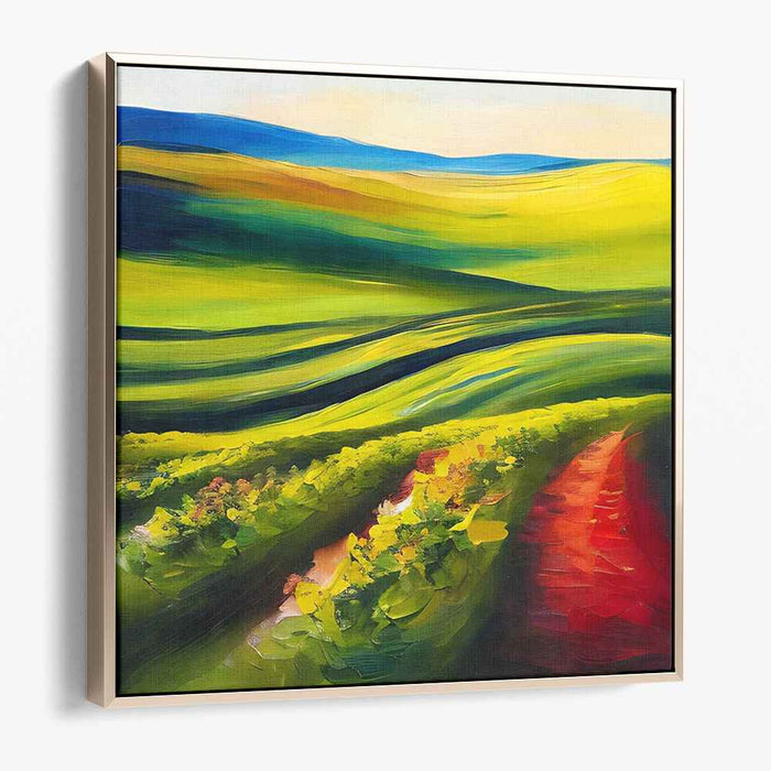 Emerald Vistas: Vibrant Green Landscape Canvas Art Print