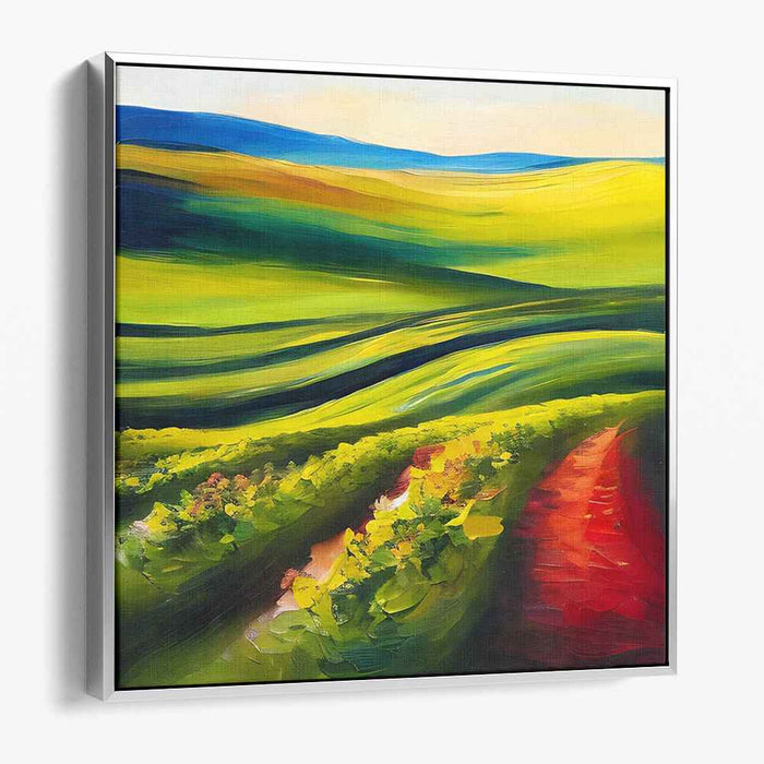 Emerald Vistas: Vibrant Green Landscape Canvas Art Print