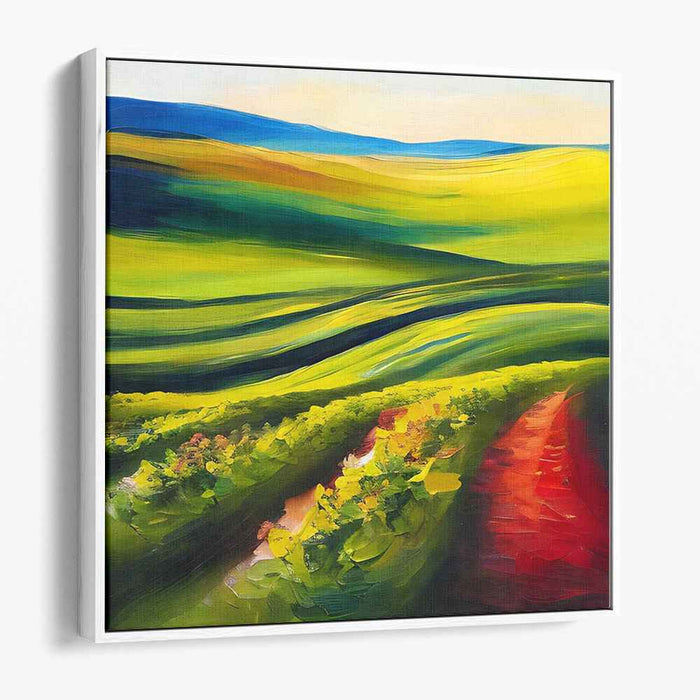Emerald Vistas: Vibrant Green Landscape Canvas Art Print