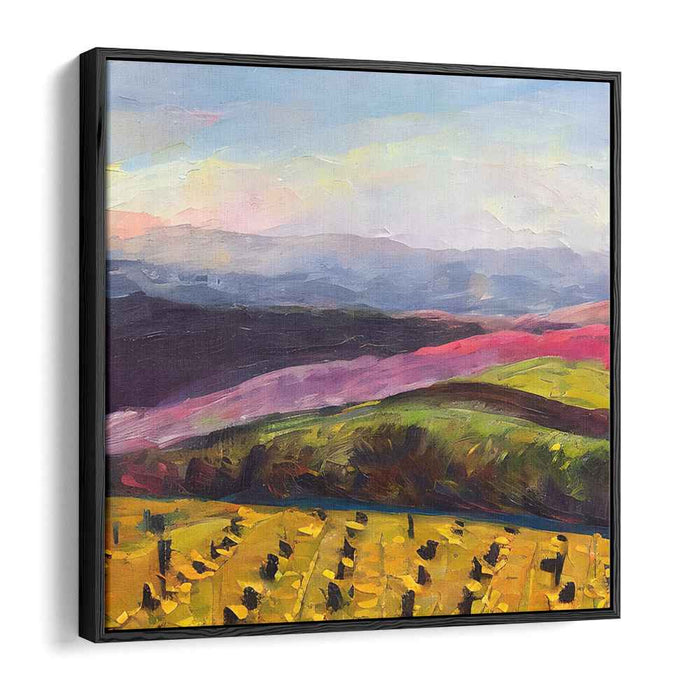 Sunflower Serenity: Vibrant Countryside Landscape Canvas Art