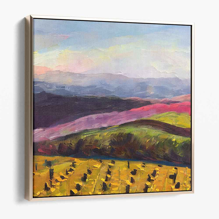 Sunflower Serenity: Vibrant Countryside Landscape Canvas Art