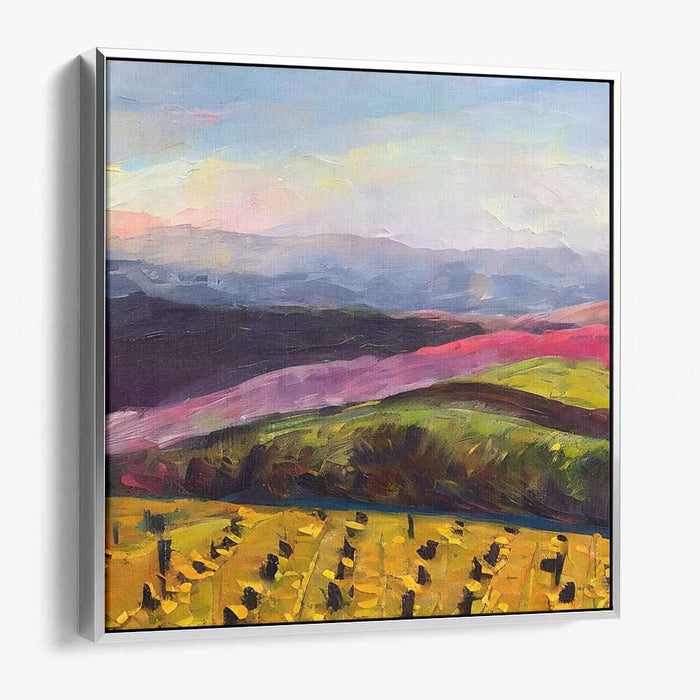 Sunflower Serenity: Vibrant Countryside Landscape Canvas Art