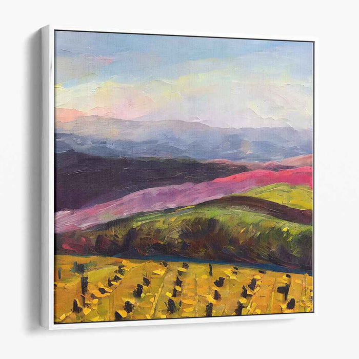 Sunflower Serenity: Vibrant Countryside Landscape Canvas Art
