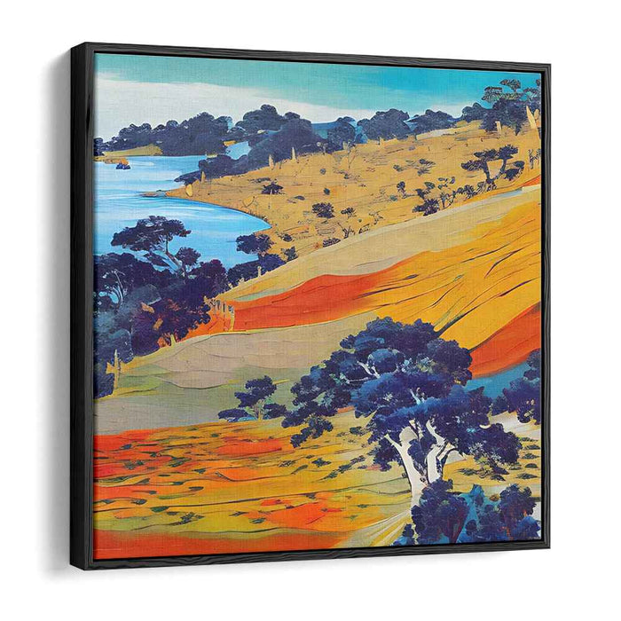 Sunlit Hillside Serenity: Vibrant Landscape Canvas Art Print