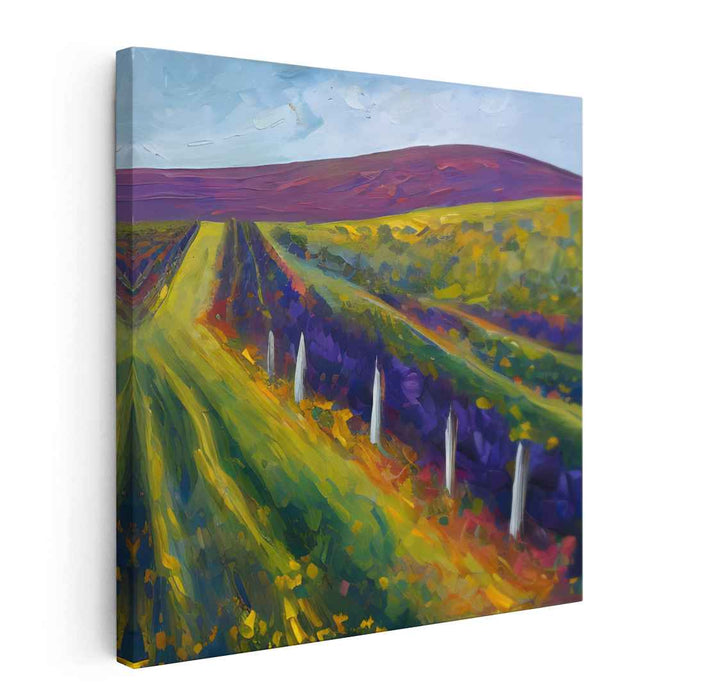 Lavender Fields at Sunset: Impressionistic Landscape Canvas Art