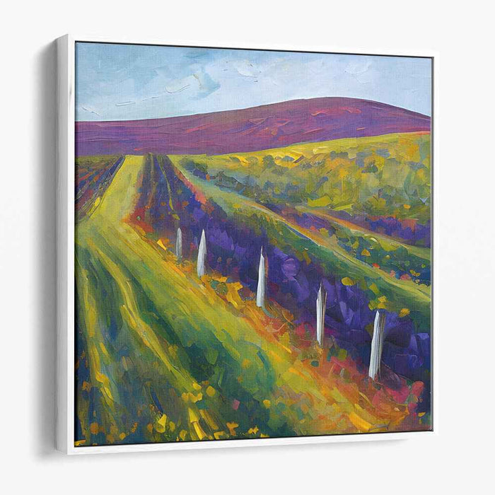 Lavender Fields at Sunset: Impressionistic Landscape Canvas Art