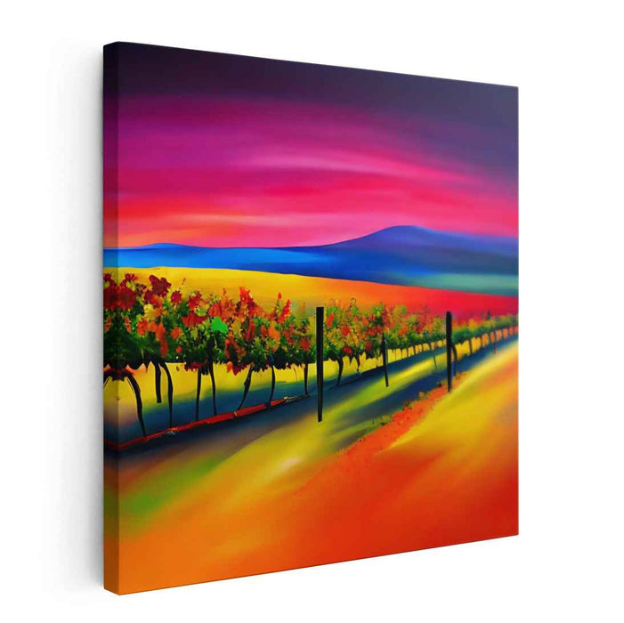 Grapes of Grandeur: Vibrant Vineyard Panorama Canvas Art Print