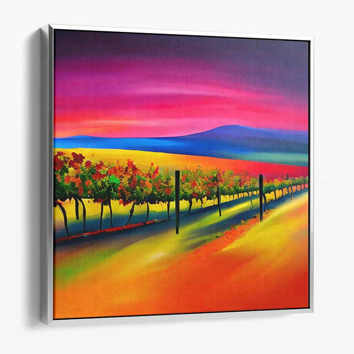 Grapes of Grandeur: Vibrant Vineyard Panorama Canvas Art Print