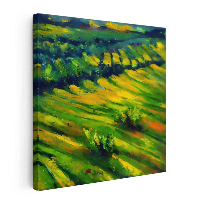 Lush Countryside: Vibrant Impressionist Landscape Canvas Art Print