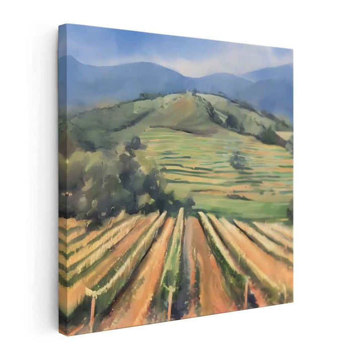Rural Vista Tapestry: Pastoral Landscape Canvas Art