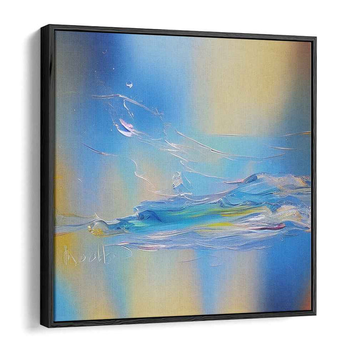 Whispers of Midnight Sun: Abstract Expressionist Blue and Yellow Canvas Art Print