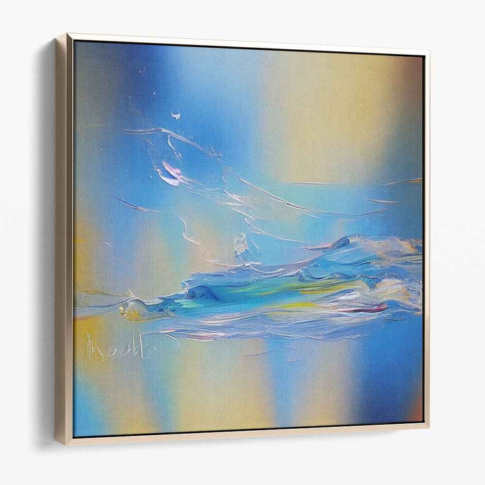 Whispers of Midnight Sun: Abstract Expressionist Blue and Yellow Canvas Art Print