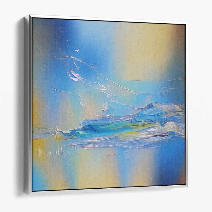 Whispers of Midnight Sun: Abstract Expressionist Blue and Yellow Canvas Art Print