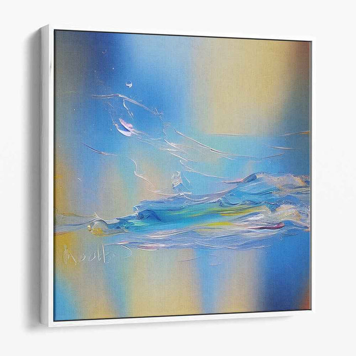 Whispers of Midnight Sun: Abstract Expressionist Blue and Yellow Canvas Art Print