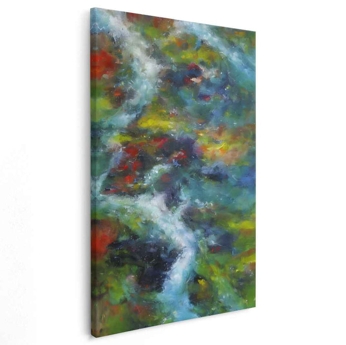 Verdant Flow: Abstract Expressionist River Canvas Art Print