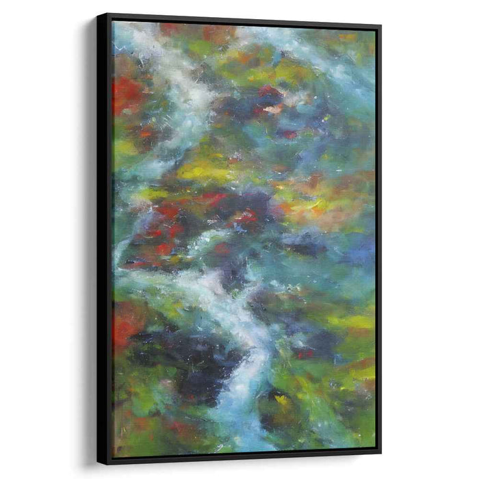 Verdant Flow: Abstract Expressionist River Canvas Art Print