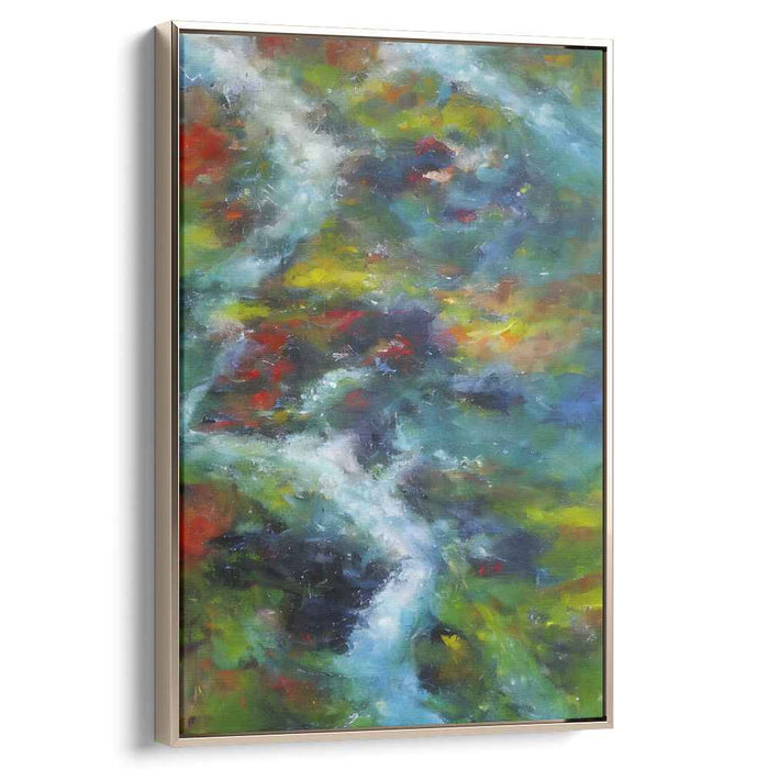 Verdant Flow: Abstract Expressionist River Canvas Art Print