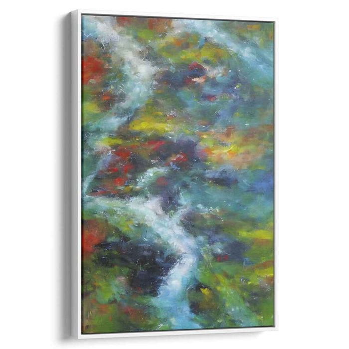 Verdant Flow: Abstract Expressionist River Canvas Art Print