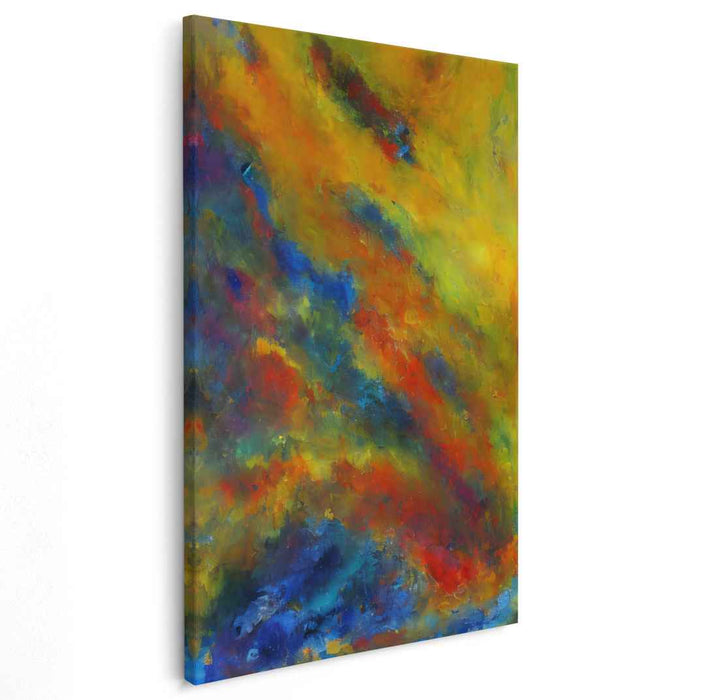 Blue Horizon Melody: Abstract Symphony in Blue and Orange Canvas Art Print