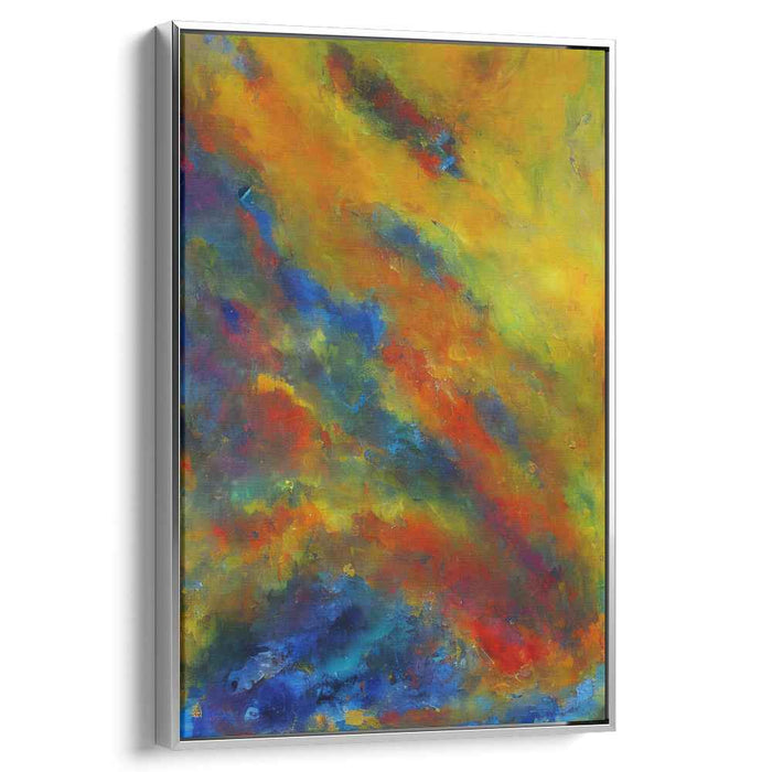 Blue Horizon Melody: Abstract Symphony in Blue and Orange Canvas Art Print
