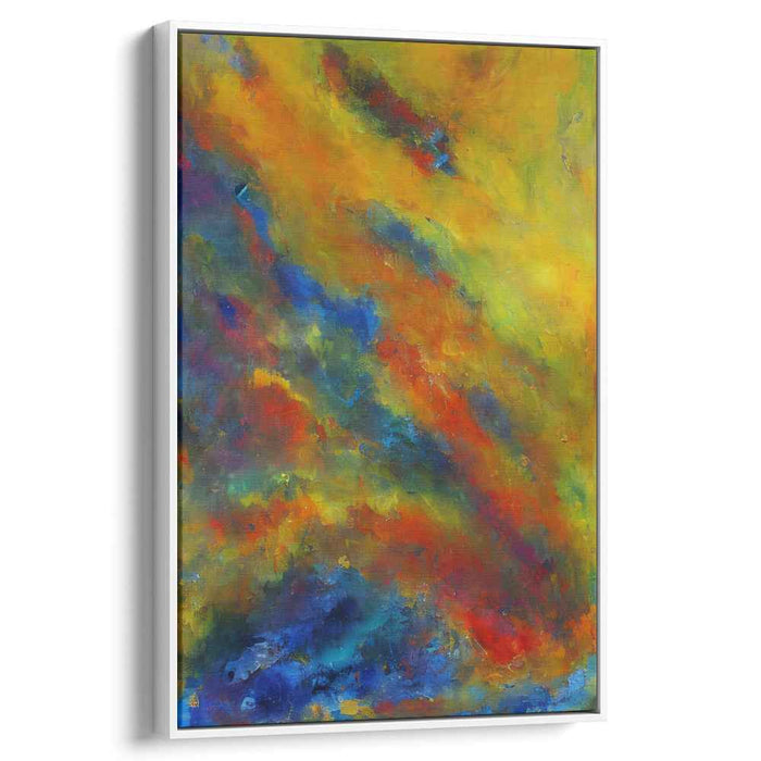Blue Horizon Melody: Abstract Symphony in Blue and Orange Canvas Art Print