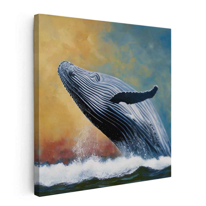 Oceanic Illusions Dance: Hyperrealistic Humpback Whale Canvas Art Print